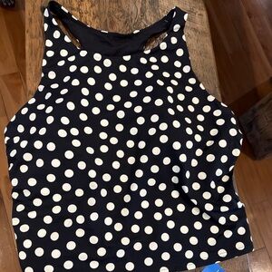 Lands End Racer Back Polka Dot Midkini Swim Top
